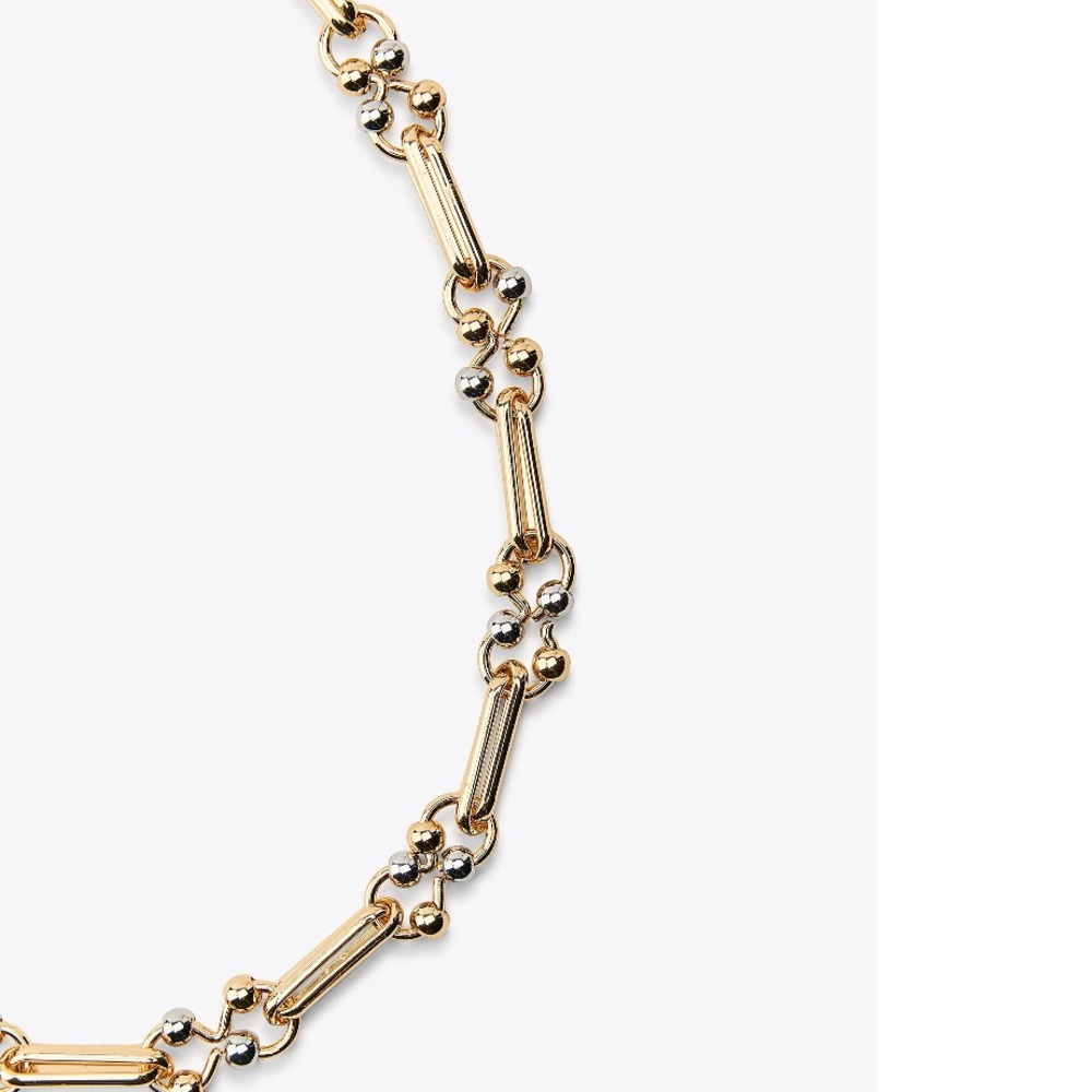 ZARA COMBINED METAL PIECE NECKLACE Gold/Silver Tone - Picture 3 of 5